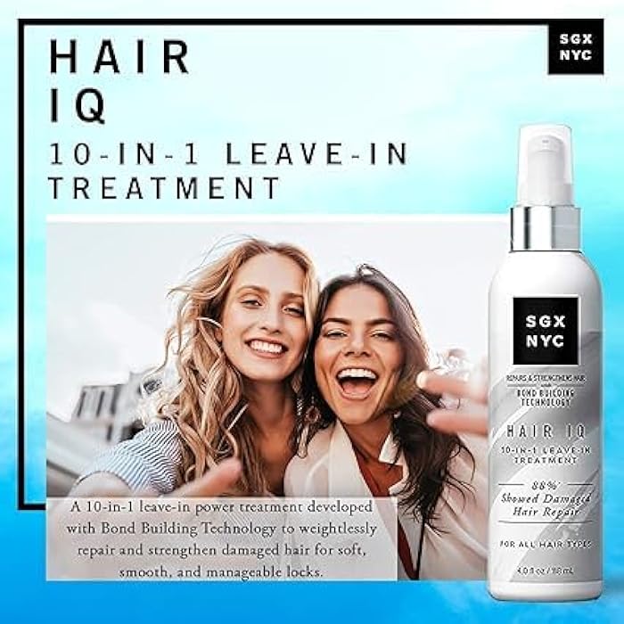 SGX NYC Hair IQ - 4 fl oz - 10-in-1 Leave-in-1 Treatment for All Hair Types - Strengthens and Repairs Damaged Hair with Biotin, Hyaluronic Acid and Exclusive Bond Technology - Image 4